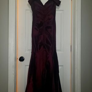 NWT wine colored mermaid style off the shoulder gown